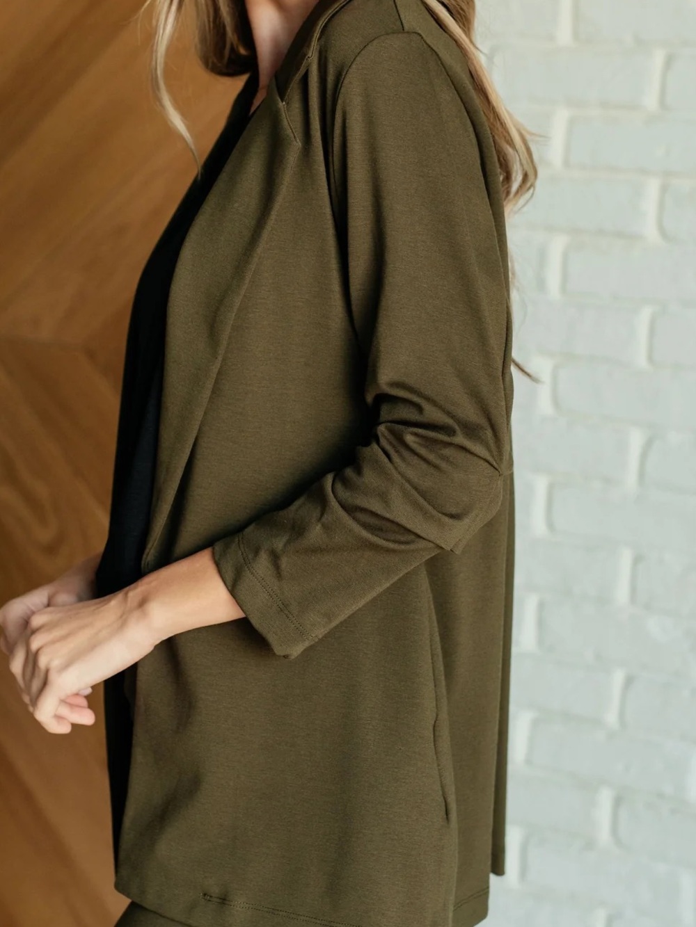 Olive DEAR SCARLETT MAGIC 3/4 BLAZER-Olive see matching Gala pants $16 too - Picture 3 of 5
